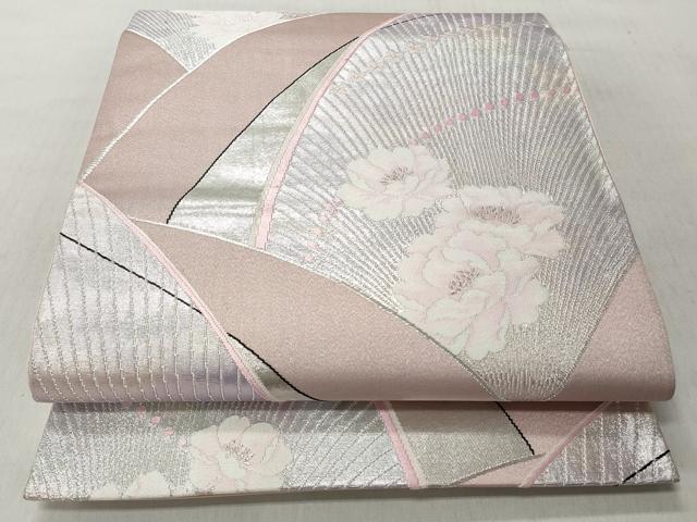 平和屋着物◎六通柄袋帯　唐織　椿　銀錦　銀糸　やまとオリジナル　正絹　逸品　CABJ3653qe