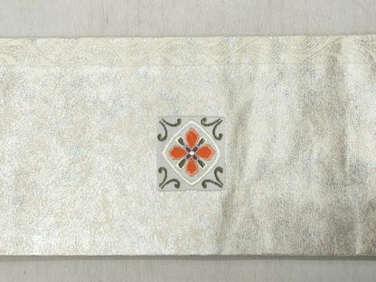 平和屋着物◎九寸名古屋帯　唐織　慶長錦　向かい鳥草花文　引箔　正絹　逸品　CABJ3660qe