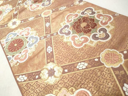 平和屋着物◎六通柄袋帯　唐織　織文錦　蜀江花文　金糸　正絹　逸品　CABJ3664qe