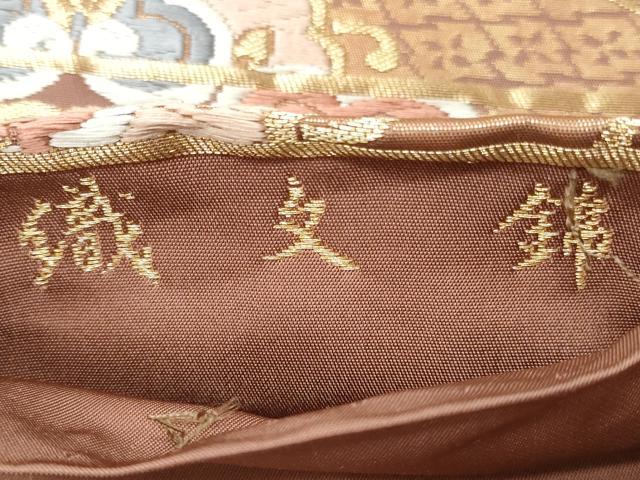 平和屋着物◎六通柄袋帯　唐織　織文錦　蜀江花文　金糸　正絹　逸品　CABJ3664qe
