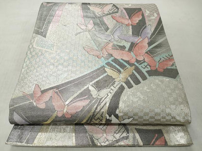平和屋着物◎佐賀錦　六通柄袋帯　束ね熨斗舞蝶文　金銀糸　正絹　逸品　CABJ3667qe