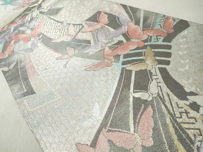 平和屋着物◎佐賀錦　六通柄袋帯　束ね熨斗舞蝶文　金銀糸　正絹　逸品　CABJ3667qe