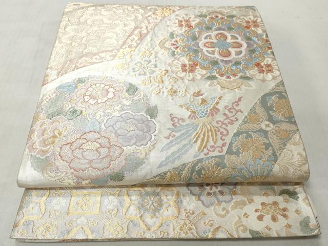 平和屋着物◎六通柄袋帯　正倉院花鳥文　金糸　正絹　逸品　CABJ3674qe