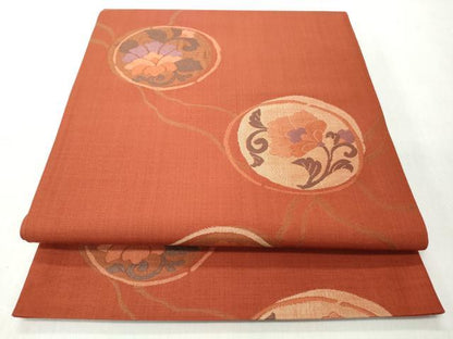 平和屋着物◎六通柄袋帯　花の詩　正絹　逸品　CABJ3675qe