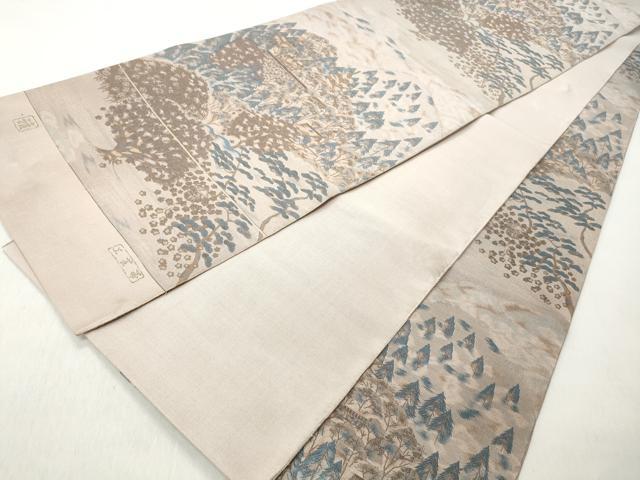 平和屋着物◎六通柄袋帯　作家物　工芸帯　雅　遠山風景文　正絹　逸品　CABJ3682qe