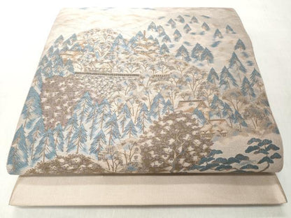 平和屋着物◎六通柄袋帯　作家物　工芸帯　雅　遠山風景文　正絹　逸品　CABJ3682qe
