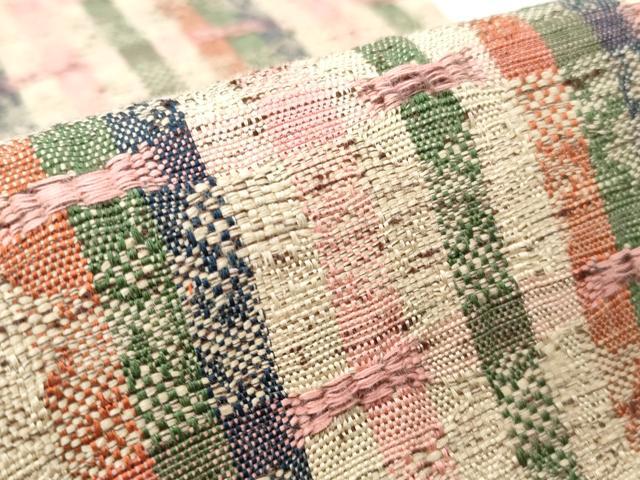 平和屋着物◎両面　半幅帯　めがね織　格子柄　CABJ3685qe