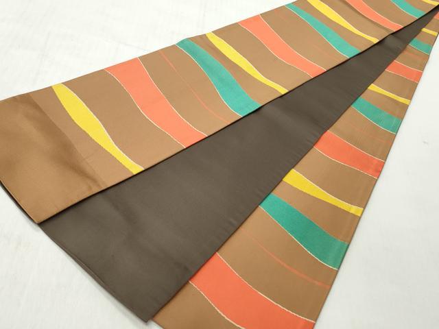 平和屋着物◎半幅帯　幾何学文　正絹　逸品　CABJ3687qe