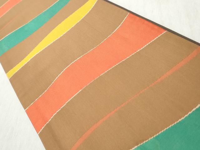 平和屋着物◎半幅帯　幾何学文　正絹　逸品　CABJ3687qe