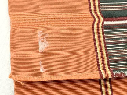 平和屋着物◎本場筑前博多織　半幅帯　縞　正絹　逸品　CABJ3688qe