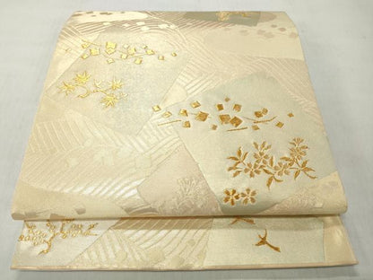 平和屋着物◎西陣　京の名門　じゅらく謹製　六通柄袋帯　歌撰色紙文様　金糸　正絹　逸品　CABJ3704qe