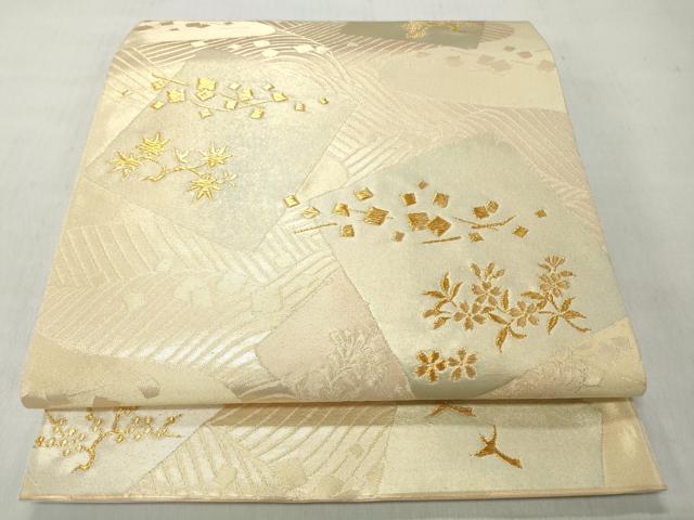 平和屋着物◎西陣　京の名門　じゅらく謹製　六通柄袋帯　歌撰色紙文様　金糸　正絹　逸品　CABJ3704qe