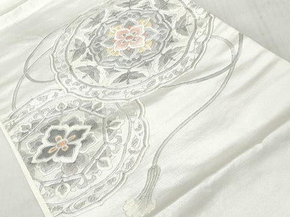 平和屋着物◎太鼓柄　京袋帯　駒刺繍　正倉院花蝶文　正絹　逸品　CABJ3712qe