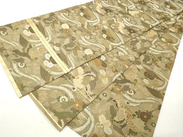平和屋着物◎丸帯　唐織　鳳凰草花文　金糸　正絹　逸品　CABJ3714qe