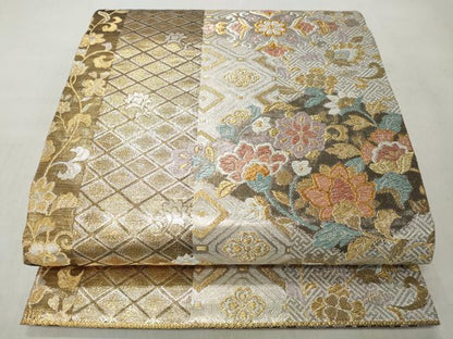 平和屋着物◎六通柄袋帯　麗光小袖　プラチナ箔　正絹　逸品　未使用　CABJ3716qe