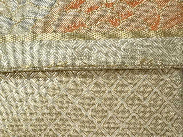 平和屋着物◎佐賀錦　六通柄袋帯　束ね熨斗花車文　金糸　正絹　逸品　CABJ3718qe