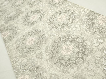 平和屋着物◎六通柄袋帯　唐織　草花文　プラチナ箔　正絹　逸品　CABJ3725qe