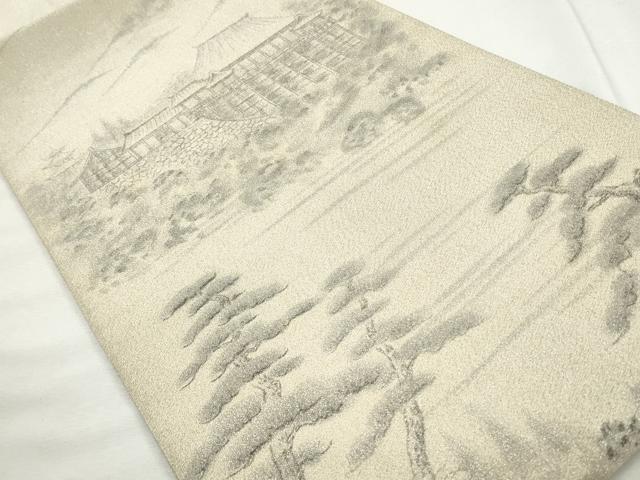 平和屋着物◎太鼓柄袋帯　草木染　清水寺　銀糸　正絹　逸品　CABJ3726qe