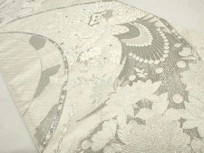 平和屋着物◎六通柄袋帯　唐織　花宴孔雀文　プラチナ二重箔　正絹　逸品　CABJ3727qe