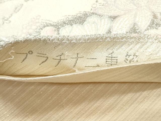 平和屋着物◎六通柄袋帯　唐織　花宴孔雀文　プラチナ二重箔　正絹　逸品　CABJ3727qe