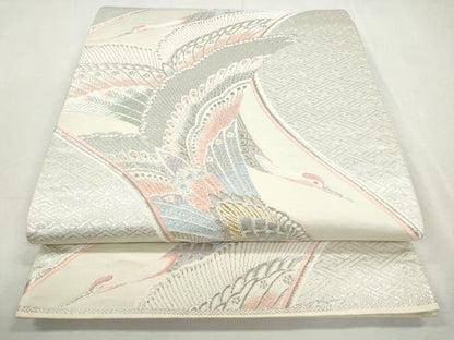 平和屋着物◎六通柄袋帯　唐織　飛鶴文　金銀糸　正絹　逸品　CABJ3728qe