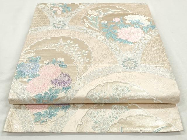 平和屋着物◎六通柄袋帯　唐織　雪輪重ね草花文　金銀糸　正絹　逸品　CABJ3735qe