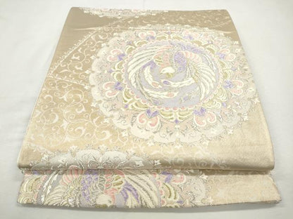 平和屋着物◎六通柄袋帯　唐織　鳳凰唐草文　金銀糸　正絹　逸品　CABJ3736qe