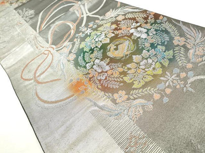 平和屋着物◎六通柄袋帯　鳳凰草花文　金銀糸　正絹　逸品　CABJ3737qe