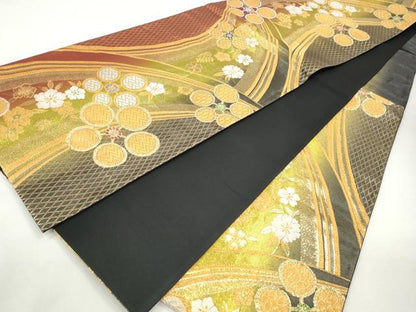 平和屋着物◎六通柄袋帯　唐織　草花文　金銀糸　正絹　逸品　CABJ3743qe