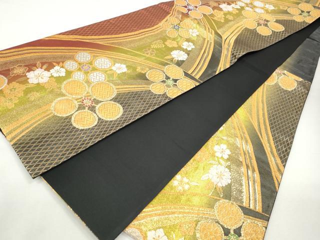 平和屋着物◎六通柄袋帯　唐織　草花文　金銀糸　正絹　逸品　CABJ3743qe