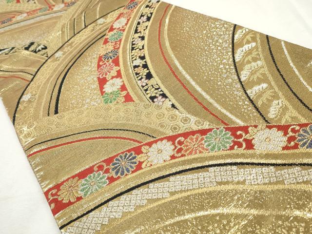 平和屋着物◎両面　全通柄袋帯　草花文　金銀糸　正絹　逸品　CABJ3748qe