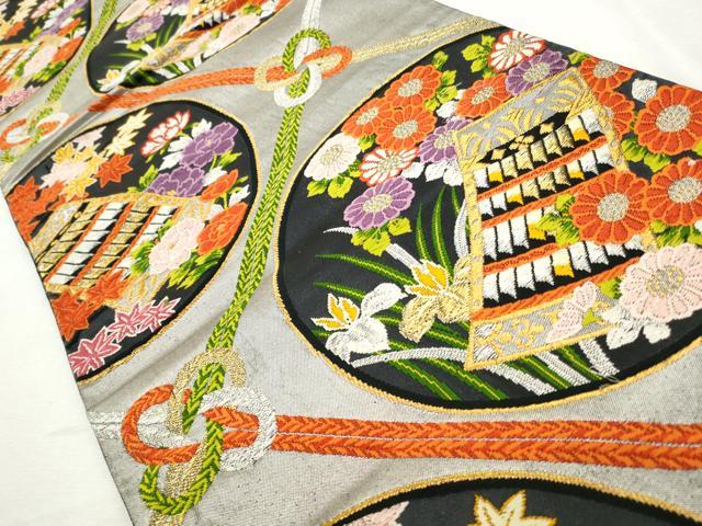 平和屋着物◎六通柄袋帯　唐織　花丸文　金銀糸　正絹　逸品　CABJ3750qe