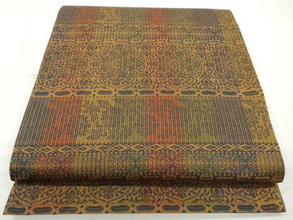 平和屋着物◎全通柄袋帯　横段花文　正絹　逸品　CABJ3758qe