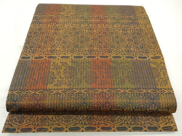 平和屋着物◎全通柄袋帯　横段花文　正絹　逸品　CABJ3758qe