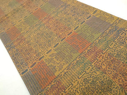 平和屋着物◎全通柄袋帯　横段花文　正絹　逸品　CABJ3758qe