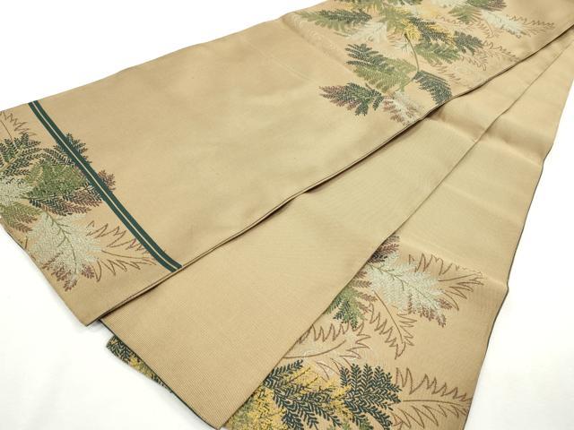 平和屋着物◎六通柄袋帯　流水草葉文　金糸　正絹　逸品　CABJ3760qe
