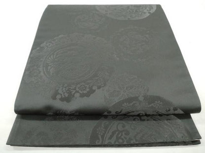 平和屋着物◎両面　全通柄袋帯　花鳥丸文　正絹　逸品　CABJ3762qe