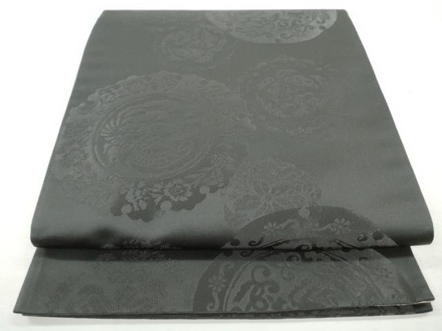 平和屋着物◎両面　全通柄袋帯　花鳥丸文　正絹　逸品　CABJ3762qe