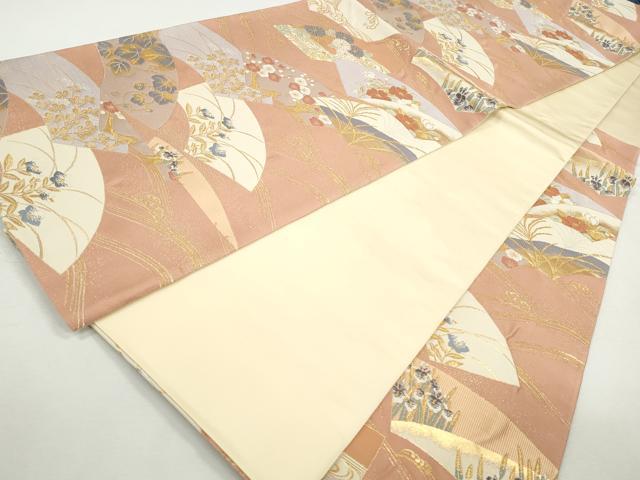 平和屋着物◎六通柄袋帯　唐織　琳派涛地紙文　金糸　正絹　逸品　CABJ3764qe