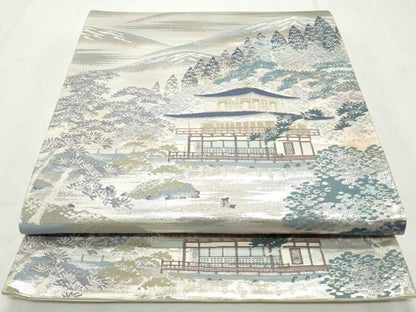 平和屋着物◎六通柄袋帯　鹿苑寺金閣　名勝百景　金銀糸　正絹　逸品　CABJ3771qe