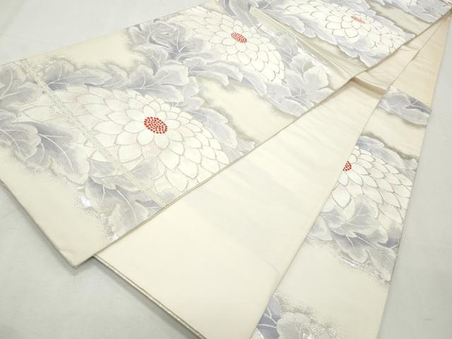 平和屋着物◎六通柄袋帯　唐織　菊　銀糸　正絹　逸品　CABJ3772qe