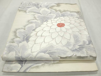 平和屋着物◎六通柄袋帯　唐織　菊　銀糸　正絹　逸品　CABJ3772qe