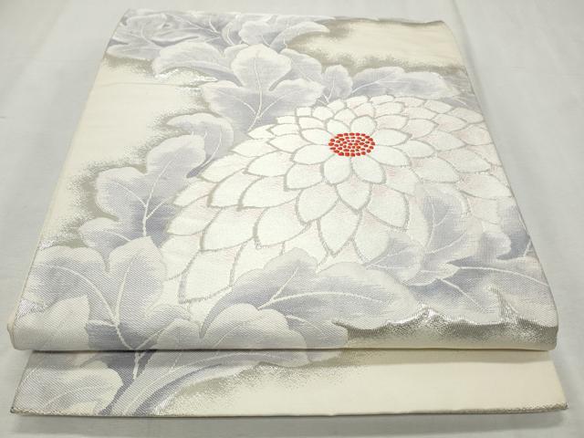 平和屋着物◎六通柄袋帯　唐織　菊　銀糸　正絹　逸品　CABJ3772qe