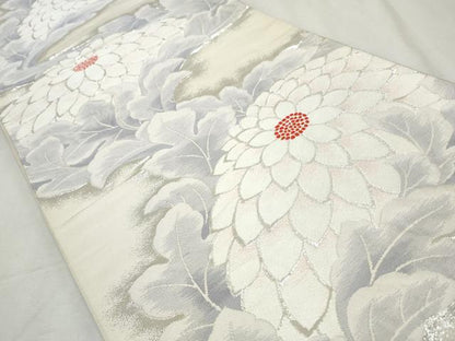 平和屋着物◎六通柄袋帯　唐織　菊　銀糸　正絹　逸品　CABJ3772qe