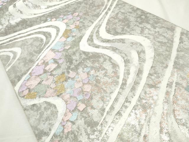 平和屋着物◎六通柄袋帯　唐織　流水箔散らし文　金銀糸　引箔　正絹　逸品　CABJ3775qe