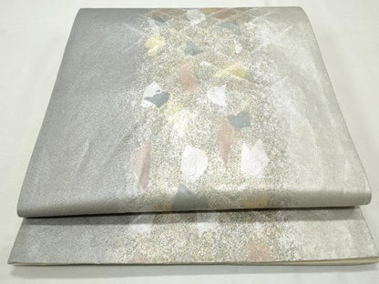 平和屋着物◎六通柄袋帯　箔散らし文　金銀糸　引箔　正絹　逸品　CABJ3776qe