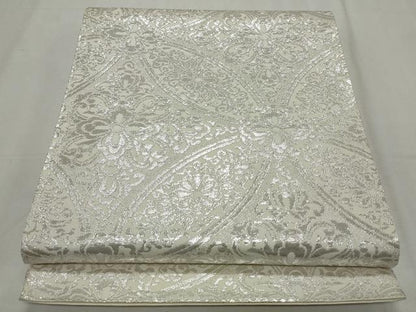 平和屋着物◎六通柄袋帯　七宝花唐草文　錦織　純銀箔　正絹　逸品　CABJ3780qe