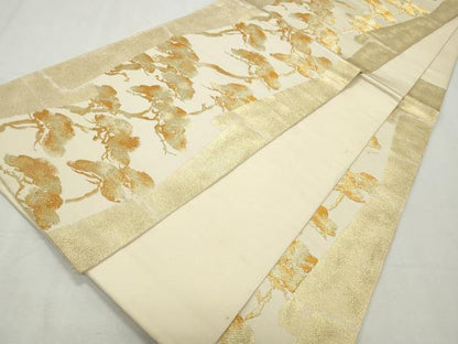 平和屋着物◎六通柄　本袋帯　枝松文　金糸　正絹　逸品　CABJ3794qe