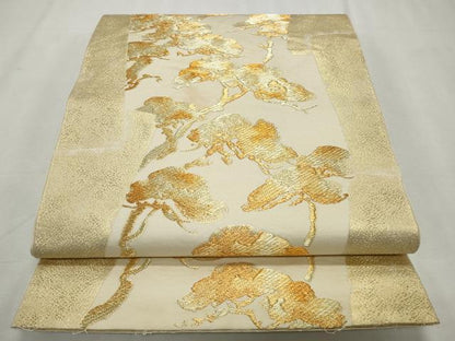 平和屋着物◎六通柄　本袋帯　枝松文　金糸　正絹　逸品　CABJ3794qe