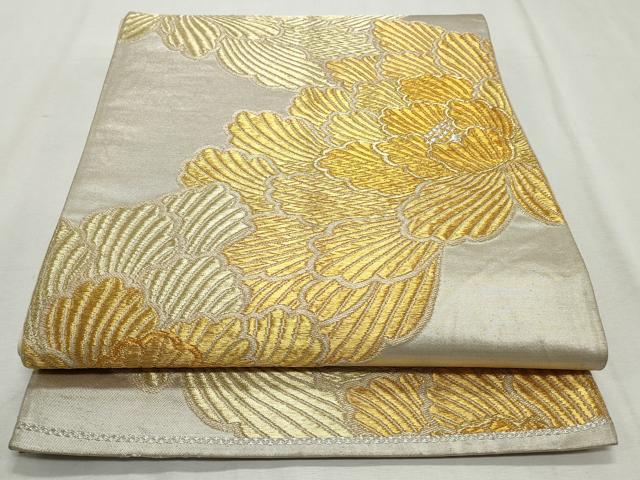 平和屋着物◎六通柄袋帯　牡丹文　金銀糸　正絹　逸品　CABJ3802qe